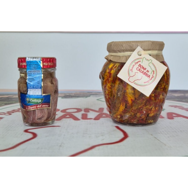 Offerta Combinata: Acciughe Piccanti in Bicchiere (314 ml) + Filetti di Acciughe (106 ml)