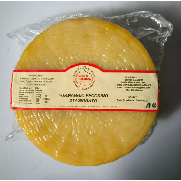 Pecorino Stagionato Formaggio di Monte Poro Calabria - Italia - circa 1.250 kg